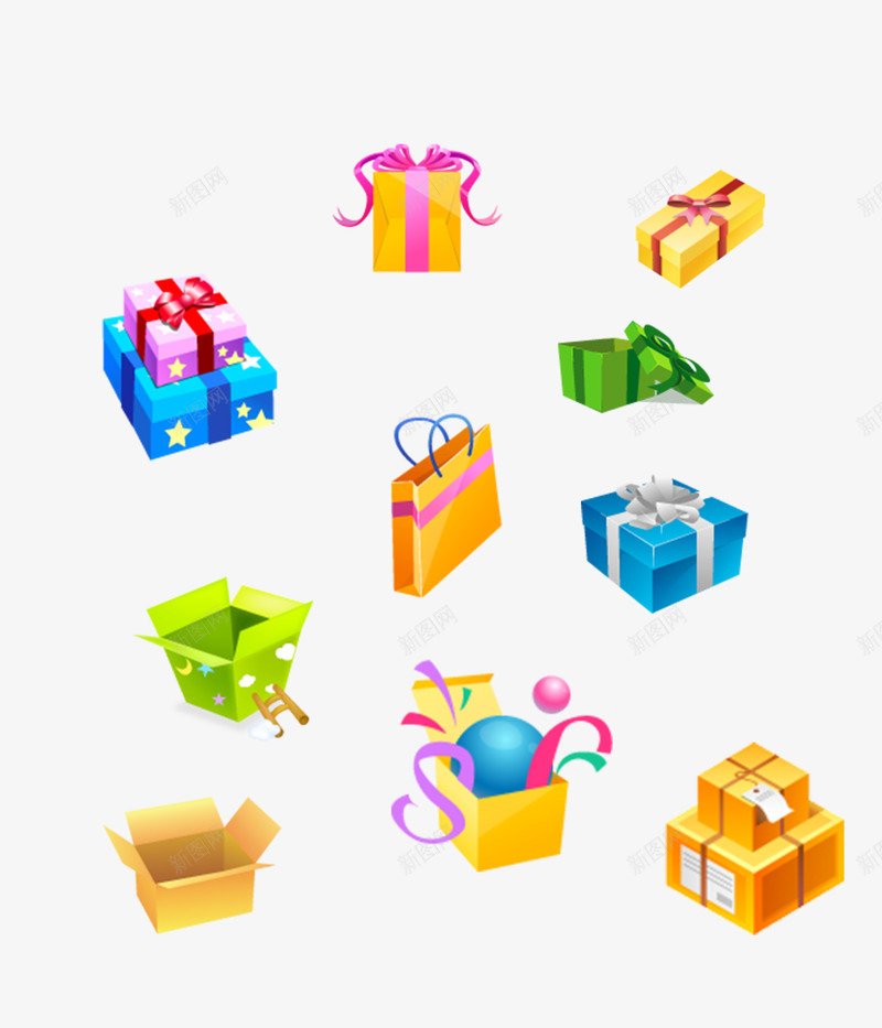 礼盒礼袋扁平化PSDpng免抠素材_88icon https://88icon.com 礼包 礼物 礼盒 礼袋 送礼
