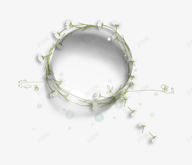 立体白色雏菊藤蔓装饰边框png免抠素材_88icon https://88icon.com daisy 圆形 白色 立体 花环 藤蔓边框 装饰边框