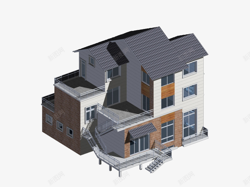 房子整体外观图png免抠素材_88icon https://88icon.com 别墅装修3D效果图 复式房子立体图 房子整体外观图 房屋修建模型图 立体房屋