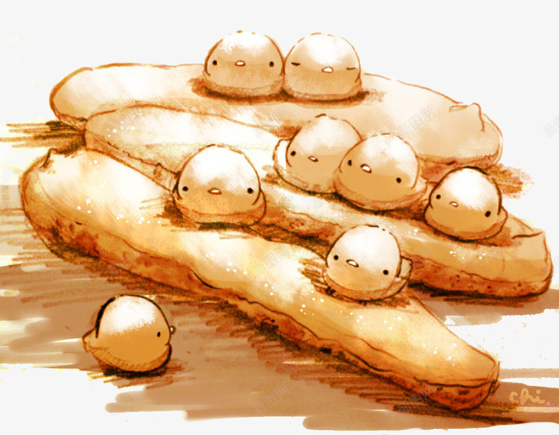 毛毛虫面包小鸡png免抠素材_88icon https://88icon.com 卡通 可爱 小鸡崽 手绘 甜点 萌 蛋糕 面包 食品 食物