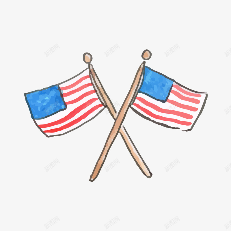 美国元素矢量图ai免抠素材_88icon https://88icon.com 元素设计 手绘美国元素 美国 美国旗子 矢量图