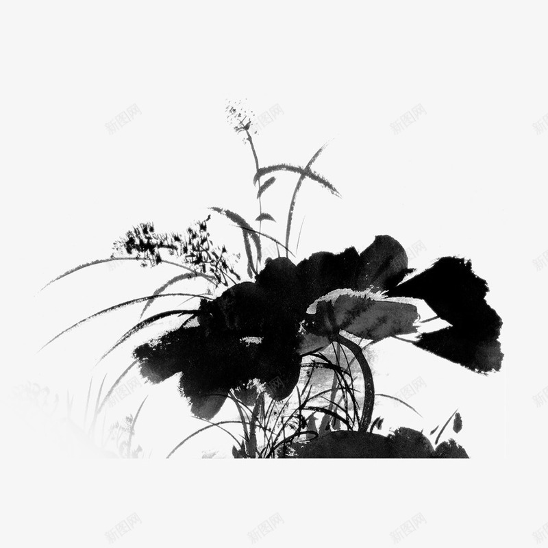 水墨画png免抠素材_88icon https://88icon.com 效果元素 水印 水墨画 画室宣传单水墨画 荷花