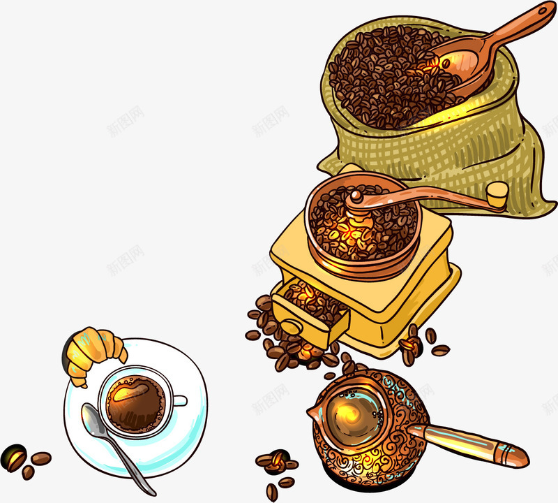 手绘水彩咖啡豆矢量图ai免抠素材_88icon https://88icon.com 手绘 水彩咖啡豆 食物 矢量图