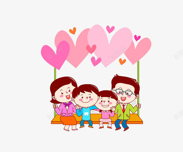 一家四口在荡秋千png免抠素材_88icon https://88icon.com 卡通 女孩 妈妈 幸福 开心 手绘 有趣 爱心 爸爸 男孩 秋千