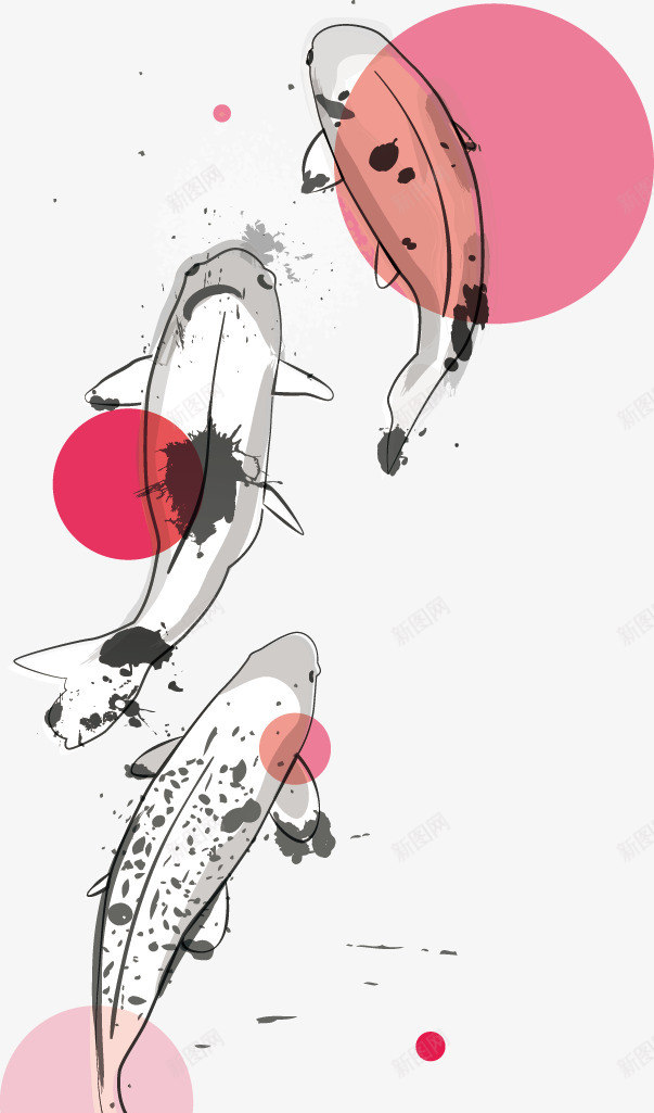 锦鲤鱼插图矢量图eps免抠素材_88icon https://88icon.com 锦鲤鱼 鱼 矢量图