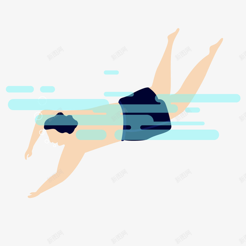 彩色扁平化游泳元素矢量图ai免抠素材_88icon https://88icon.com 卡通插画 彩色 扁平化 水纹 活动 游泳 潜水 质感 矢量图