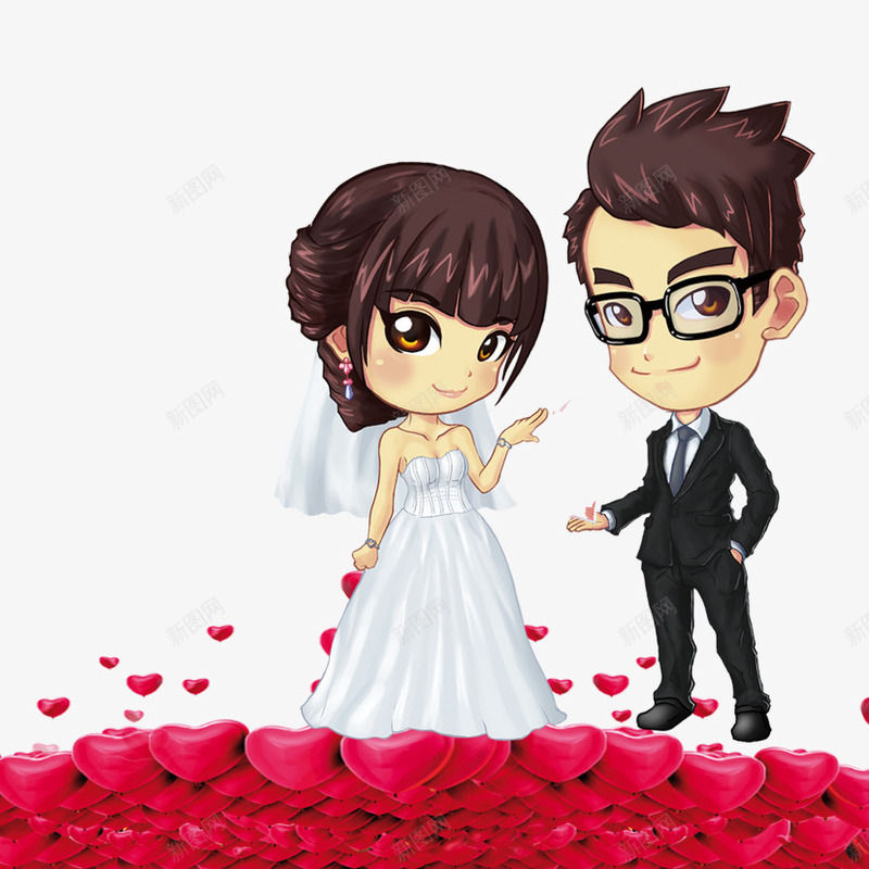婚庆png免抠素材_88icon https://88icon.com 卡通婚庆 卡通新人 喜庆 婚庆 爱心 龙灯舞