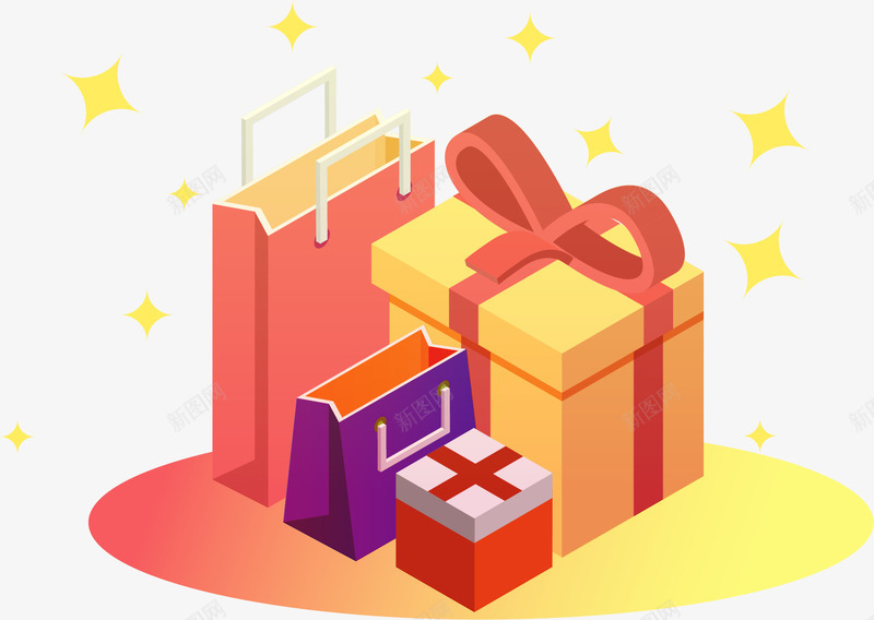 渐变25D礼盒插画矢量图ai免抠素材_88icon https://88icon.com 25D渐变立体插画 25D矢量插画 商务 插画 礼盒 立体插画 矢量图