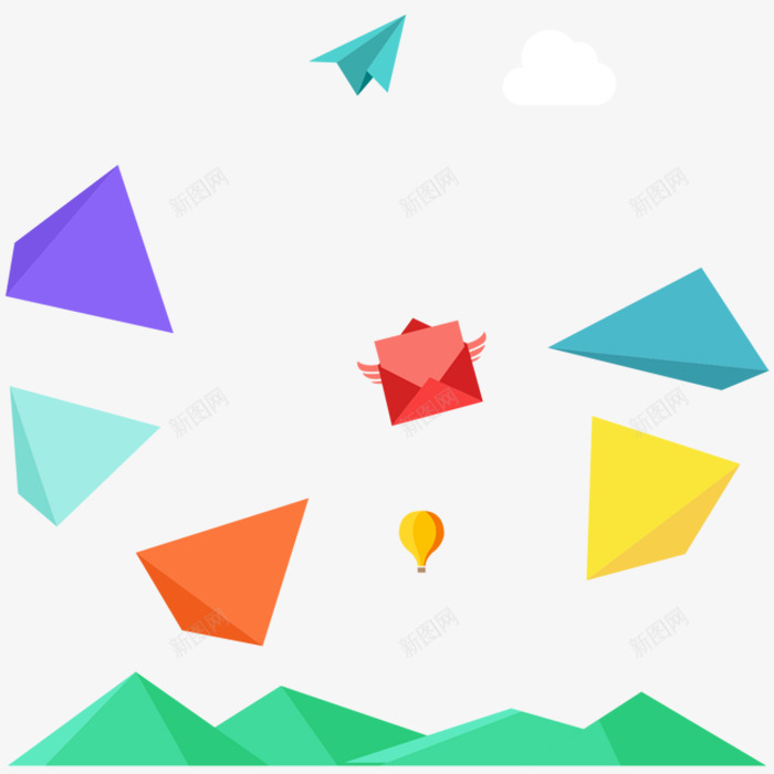 漂浮几何体png免抠素材_88icon https://88icon.com 店铺装饰 彩色 科技 简约