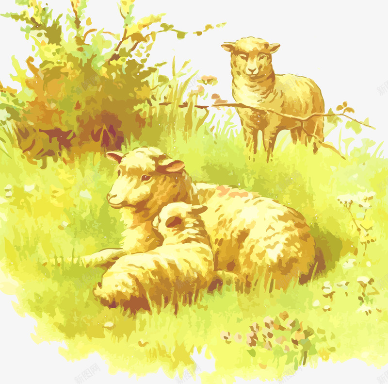 小羊羔矢量图ai免抠素材_88icon https://88icon.com 免费矢量下载 动物 小羊羔 插画 草地 矢量图
