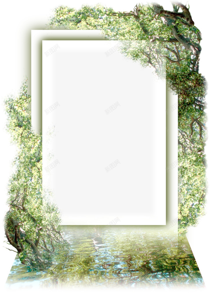 个性绿树边框装饰png免抠素材_88icon https://88icon.com 个性相框 照片边框 相册模板 相册装饰 相片边框
