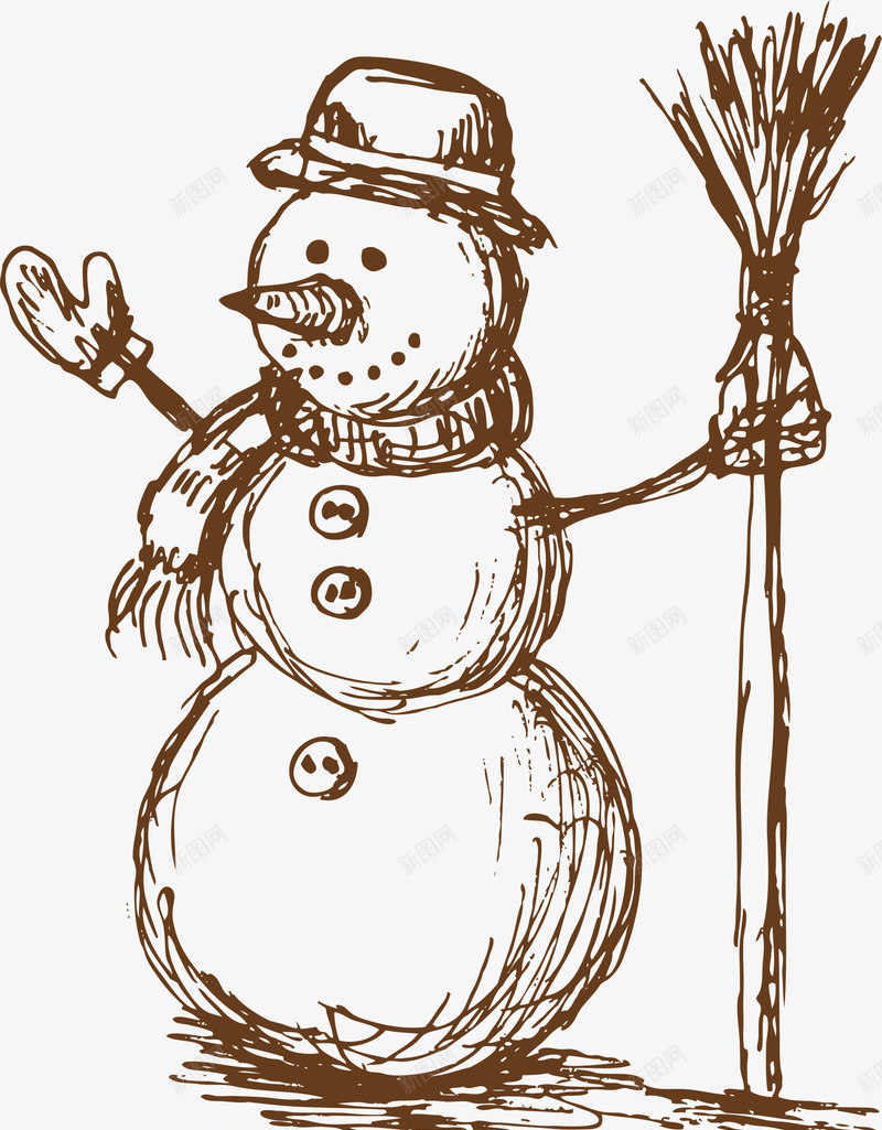 棕色线条雪人png免抠素材_88icon https://88icon.com 冬天 冬季 冬至 圣诞节 棕色雪人 线条雪人 装饰图案