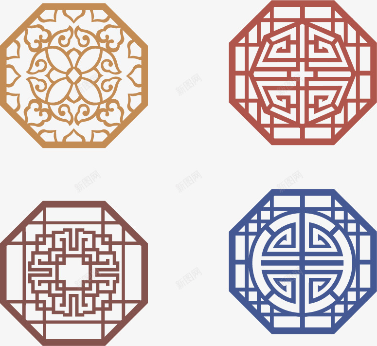 中国风六边形花纹矢量图ai免抠素材_88icon https://88icon.com 中国风 几何图案 古典 矢量素材 花纹 装饰 雕花 矢量图