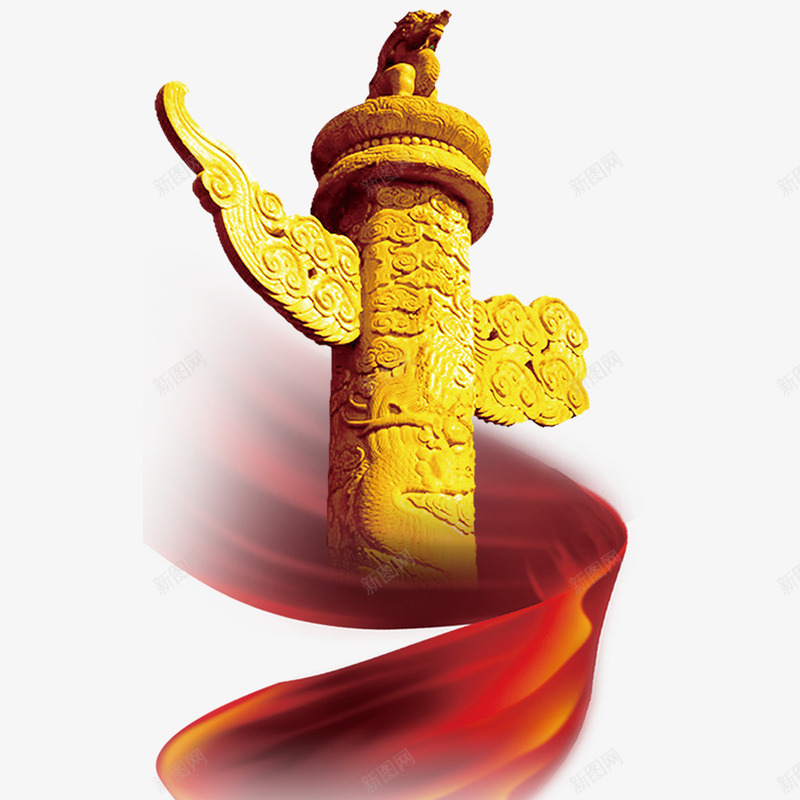 国庆华表飘带psd免抠素材_88icon https://88icon.com 华表 国旗素材 雕塑 飘带
