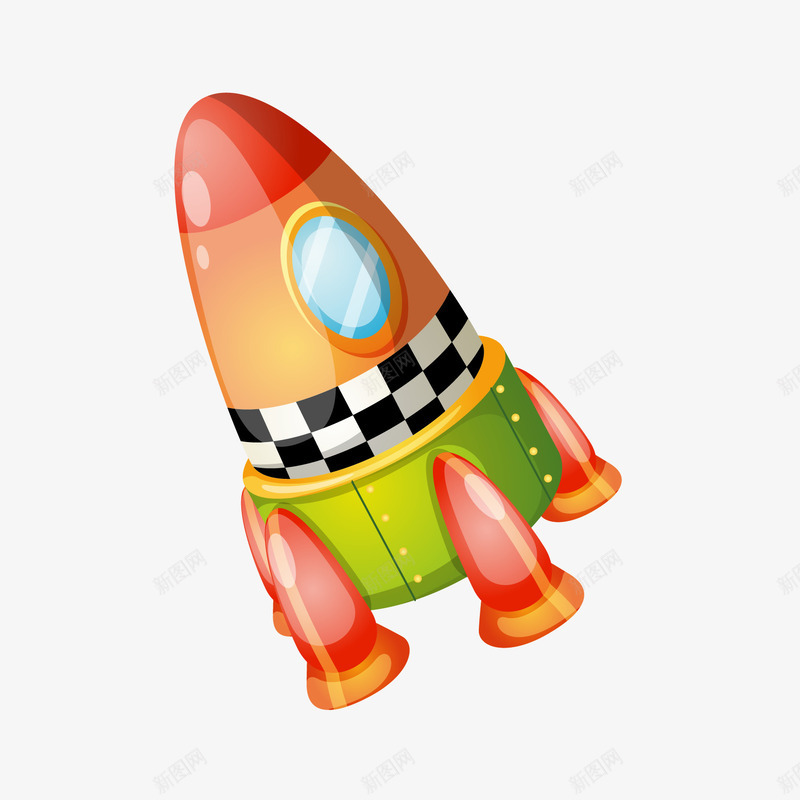 卡通精美火箭png免抠素材_88icon https://88icon.com 卡通 火箭 精美