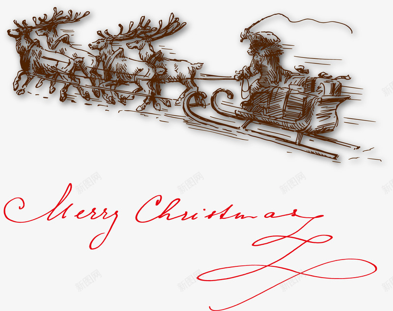 圣诞雪橇车元素矢量图ai免抠素材_88icon https://88icon.com 咖啡色 圣诞节 矢量图 送礼物 雪景 麋鹿 麋鹿车
