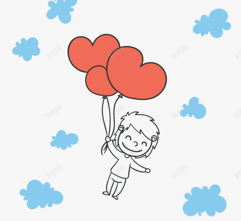 拽着红色气球的男孩png免抠素材_88icon https://88icon.com 云朵 气球 男孩 红色气球 飞行