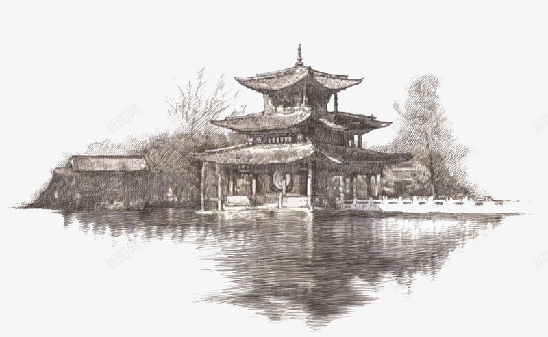 手绘古建筑png免抠素材_88icon https://88icon.com 免扣 古建筑 古建筑手绘图 古楼 古楼一角 古风 建筑手绘 装饰
