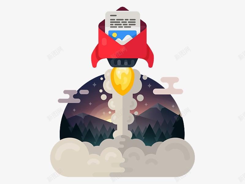 扁平化火箭发射png免抠素材_88icon https://88icon.com H5页面素材 创意卡通元素 卡通 扁平化 扁平素材 火箭升空 电商卡通 网页设计卡通