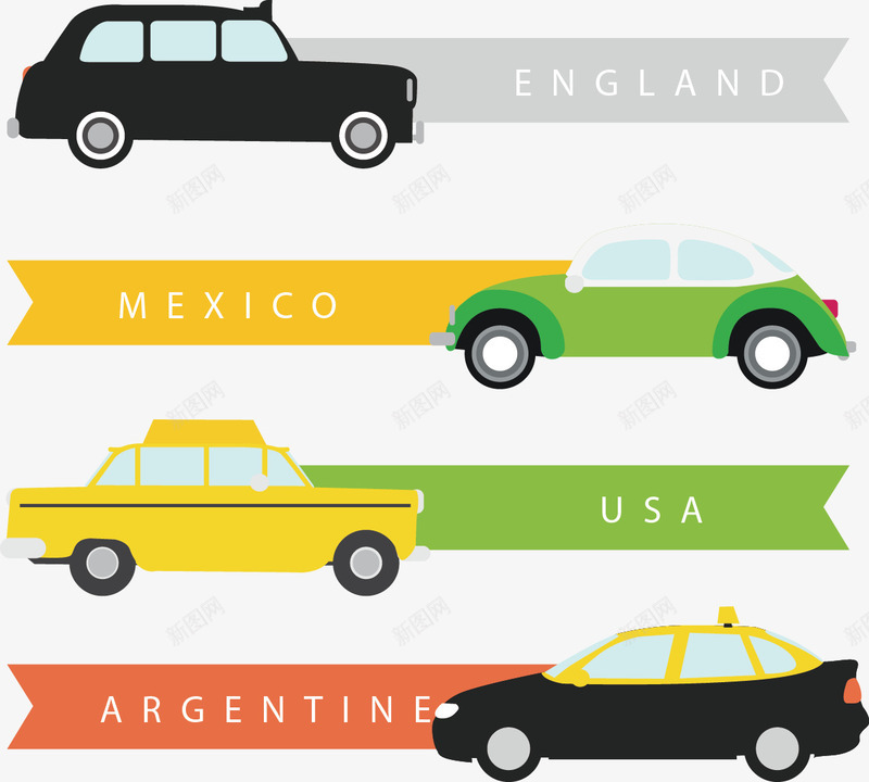 国家标签矢量图ai免抠素材_88icon https://88icon.com 标签 美国 英国 车 矢量图