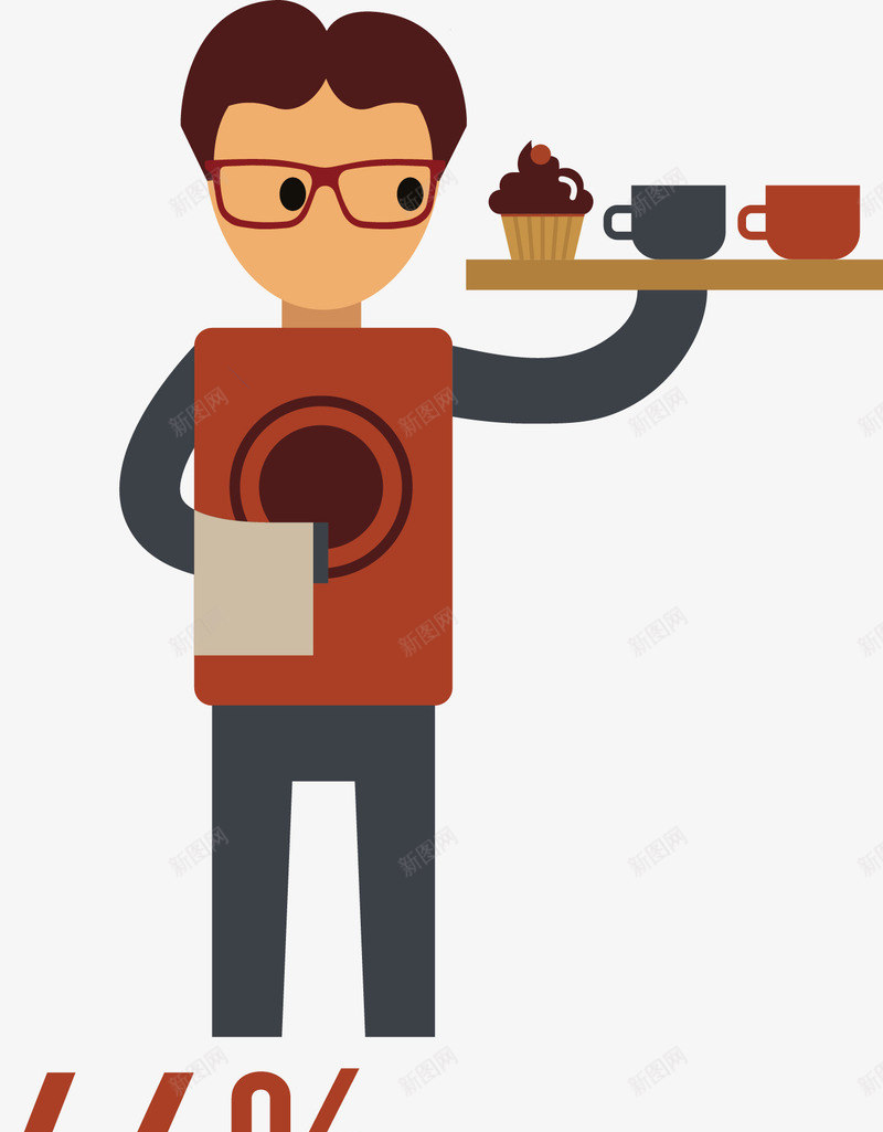 甜品上菜png免抠素材_88icon https://88icon.com 咖啡杯 手绘 毛巾 甜品 男孩 红镜框