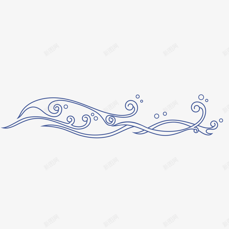 浪花装饰图案矢量图ai免抠素材_88icon https://88icon.com 手绘 浪花 纹理 纹路 蓝色图案 装饰 边框 矢量图