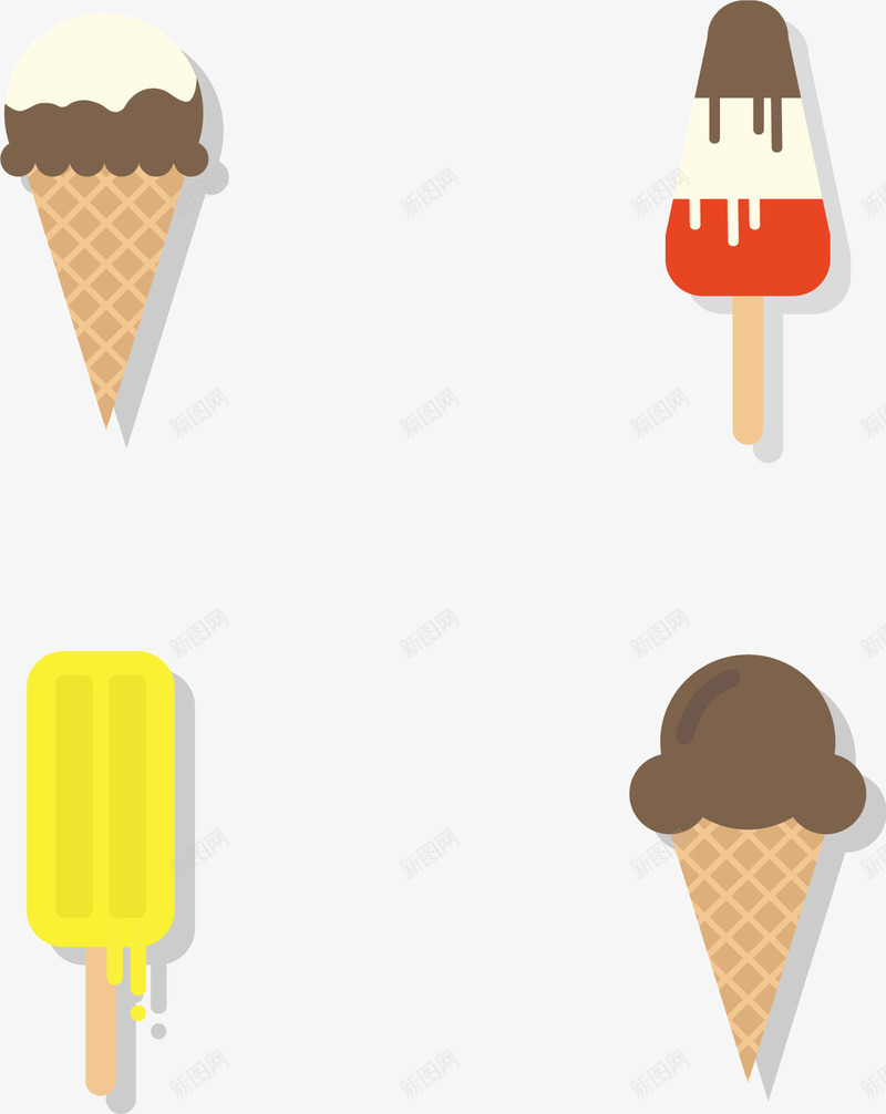 冰淇淋雪糕蛋筒装饰插图矢量图eps免抠素材_88icon https://88icon.com 冰棒 冰淇淋 奶油蛋筒 插图 雪糕 矢量图
