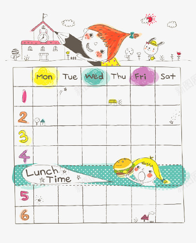 手绘课程表png免抠素材_88icon https://88icon.com 卡通 可爱 插画 漫画 绘画