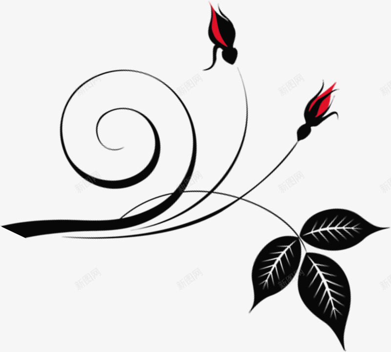 春季手绘红色花苞树叶png免抠素材_88icon https://88icon.com 春季 树叶 红色 花苞
