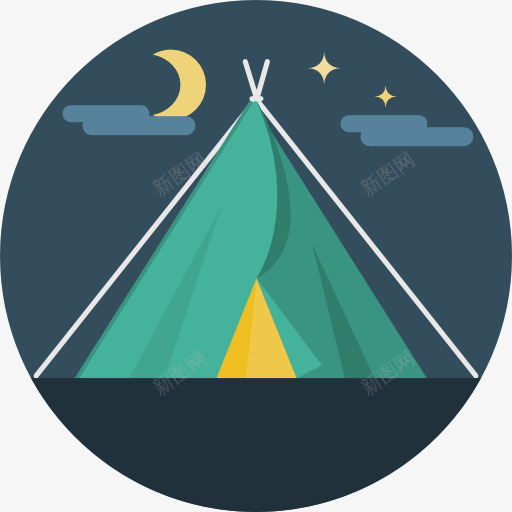 一个野外的帐篷png免抠素材_88icon https://88icon.com 卡通 夜晚 帐篷