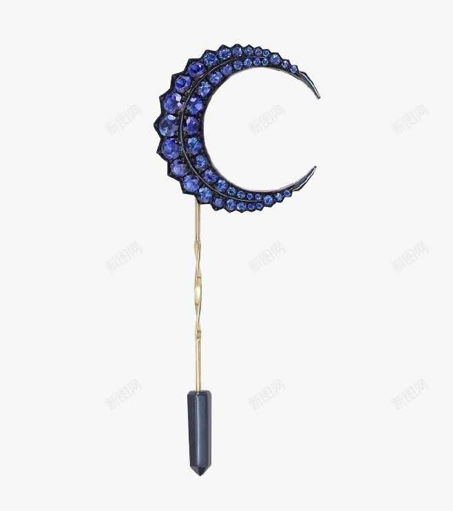 襟针png免抠素材_88icon https://88icon.com 月牙 珠宝设计 蓝宝石 襟针