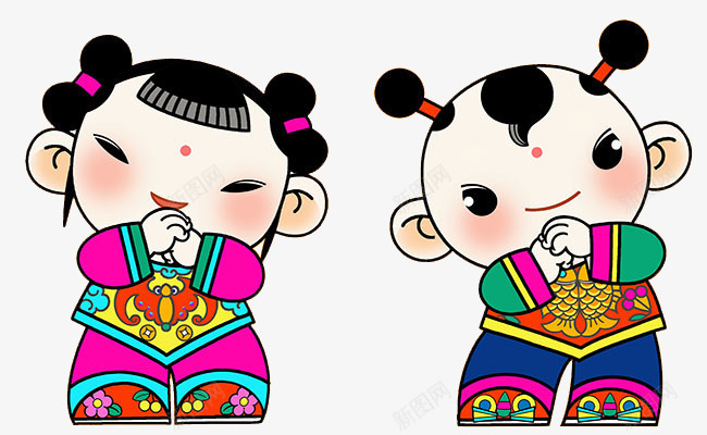 开心拜年png免抠素材_88icon https://88icon.com 中国风 拜年 福娃 节日