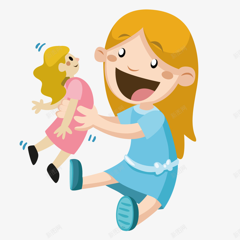 洋娃娃矢量图ai免抠素材_88icon https://88icon.com 儿童 女孩 开心 装饰 矢量图