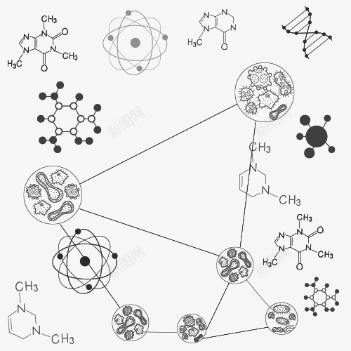 药物分子卡通图psd免抠素材_88icon https://88icon.com 中医西医 医生医用医院 医疗科技 喝药 喝药卡通图 喝药矢量图 药物分子图 药物治疗