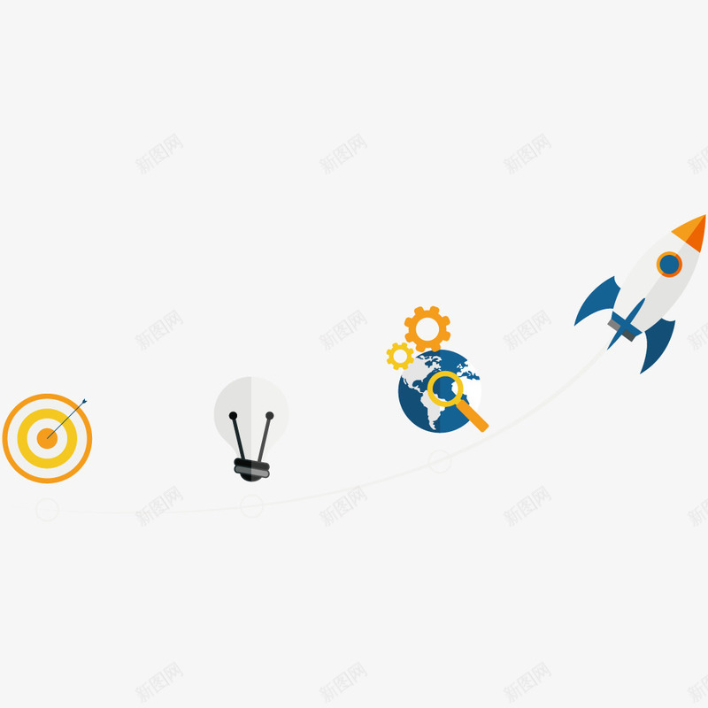 飞升的飞机矢量图ai免抠素材_88icon https://88icon.com 卡通火箭 商务 目标 金融 矢量图