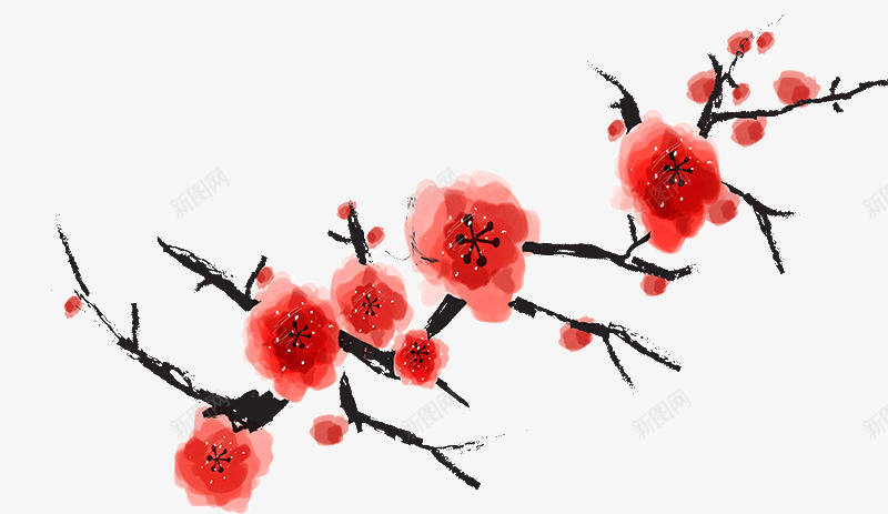 梅花png免抠素材_88icon https://88icon.com 中国元素 中国风 冬季 冬梅 梅花 红色