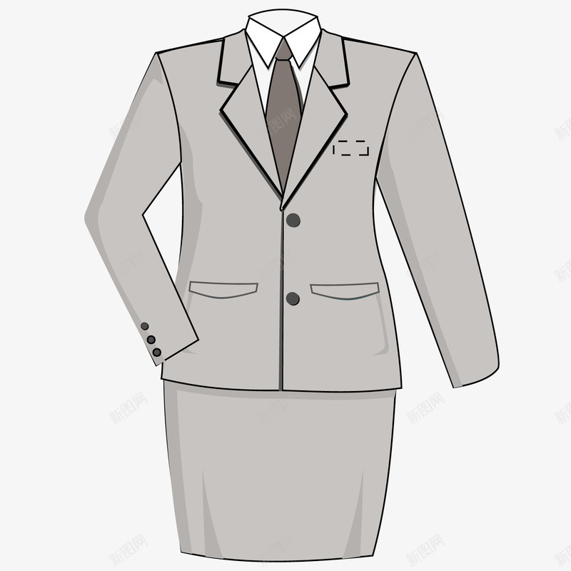 灰色女士工作服裙装png免抠素材_88icon https://88icon.com 女士 工作服 灰色 裙装