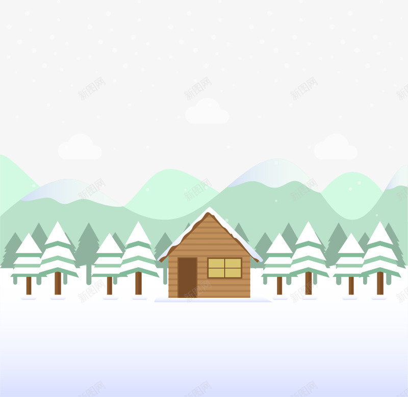 冬天的小木屋png免抠素材_88icon https://88icon.com 冬季 大雪插画 木屋 矢量免费图片素材 雪地