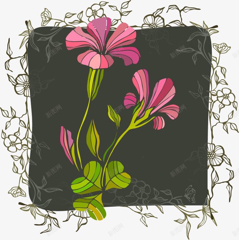 花卉png免抠素材_88icon https://88icon.com 底纹 手绘花朵 拉丝 时尚 淡雅 纹样 线稿 花卉 花纹