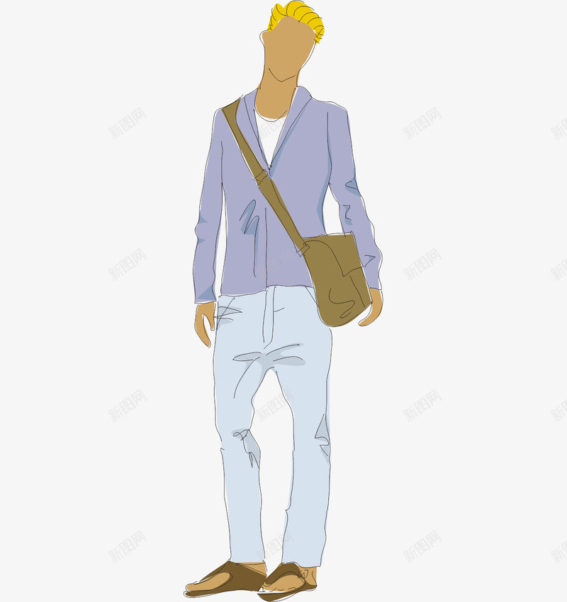 手绘休闲装男人png免抠素材_88icon https://88icon.com 手绘男人 手绘男模特 时尚青年 时装 服装设计 男士休闲装