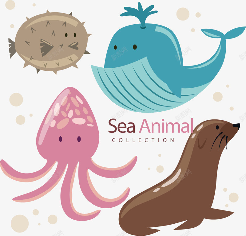 手绘卡通海洋生物矢量图ai免抠素材_88icon https://88icon.com 卡通河豚鱼 手绘 河豚 海报 海洋生物 矢量图 章鱼 鲸鱼