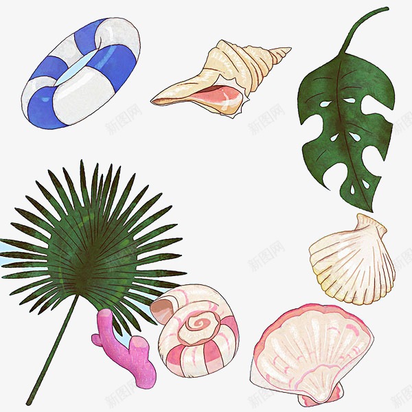 卡通植物叶子png免抠素材_88icon https://88icon.com 卡通 救生圈 植物叶子 绿色树叶 菊花叶 贝壳