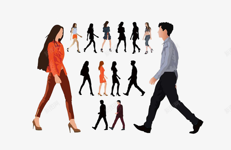 时尚男女png免抠素材_88icon https://88icon.com 卡通手绘图片 简单的背影图片 素材图片 背景图片男女 装饰图片