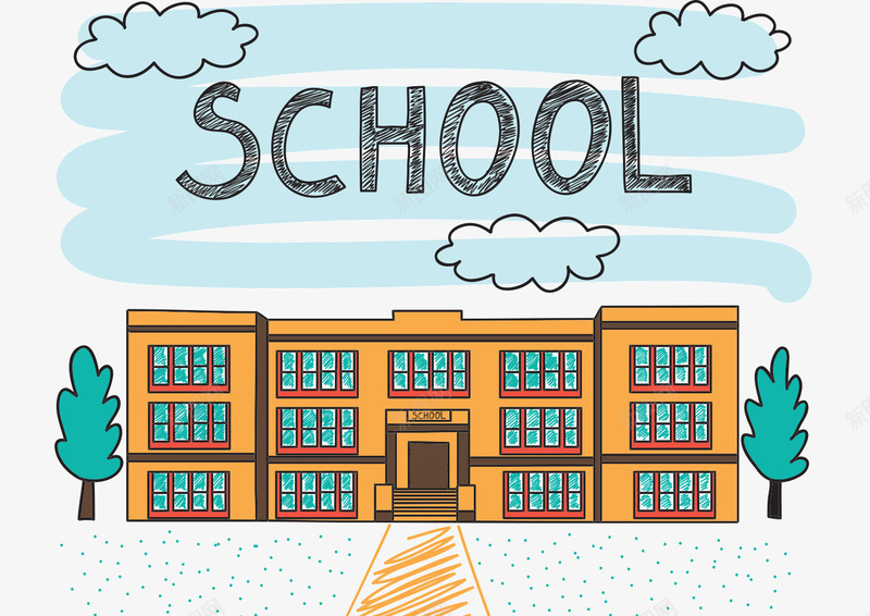 学校建筑png免抠素材_88icon https://88icon.com school 学校 建筑 手绘 教学楼 蓝天白云