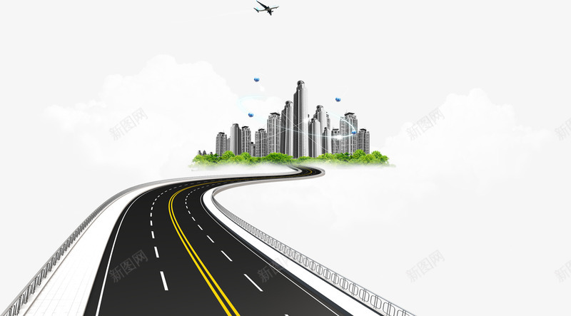 城市建筑png免抠素材_88icon https://88icon.com 公路 地产 城市建筑 房产 道路 飞机 马路