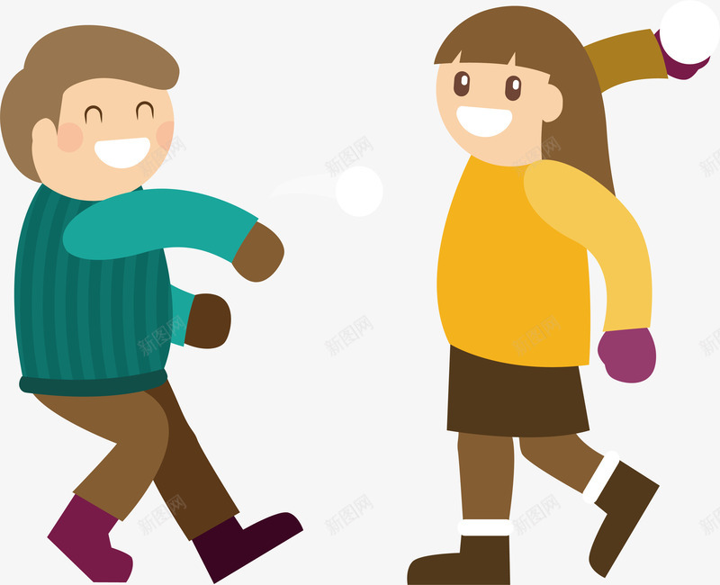 打雪仗的孩子png免抠素材_88icon https://88icon.com 冬天 冬天打雪仗 开心的孩子 打雪仗 玩雪 矢量png