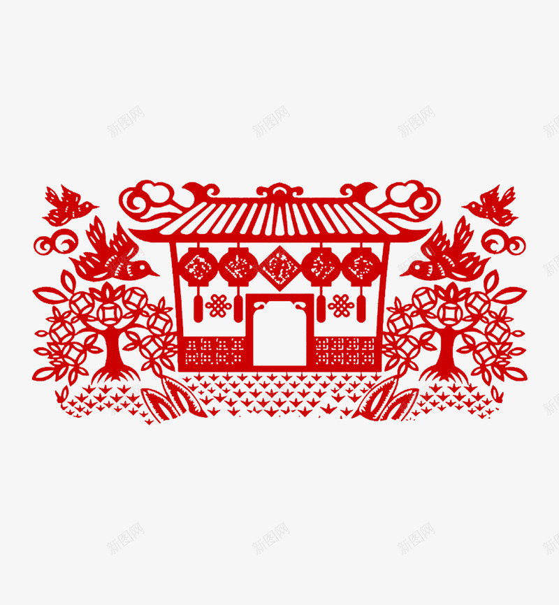 中国年画剪纸png免抠素材_88icon https://88icon.com 中国元素 中国剪纸 中国素材 剪纸 年画 红色剪纸 过年