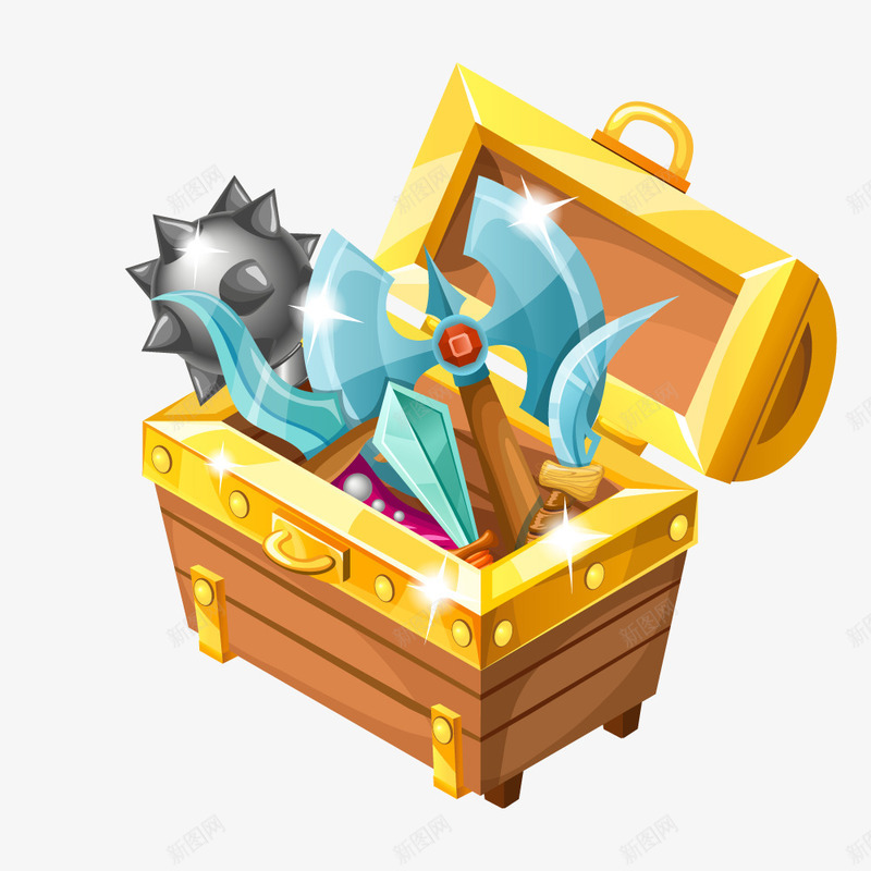 卡通藏兵器的箱子png免抠素材_88icon https://88icon.com 兵器 卡通珠宝箱 宝箱 珠宝箱 箱子 藏宝箱 金钱箱子