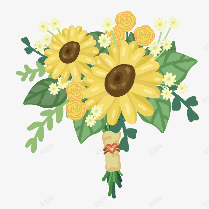 小清新向日葵手捧花png免抠素材_88icon https://88icon.com 向日葵 小清新 手绘 黄色