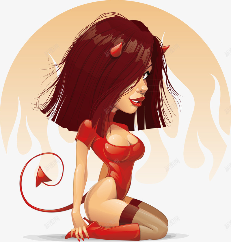 卡通现代绘画美女png免抠素材_88icon https://88icon.com 丝袜 头角 尾巴 粉红女郎